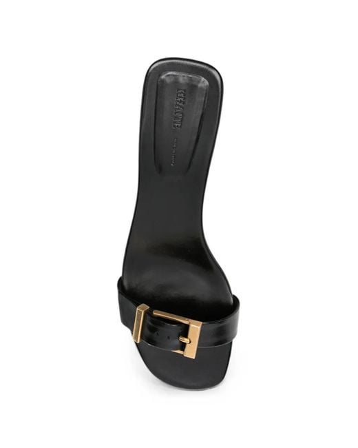 Khaite Black Manhattan Buckle-Detail Wedge Sandals