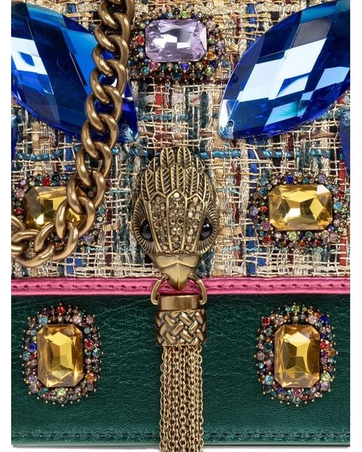 Kurt Geiger Blue Small Shoreditch Jewel-Embellished Shoulder Bag