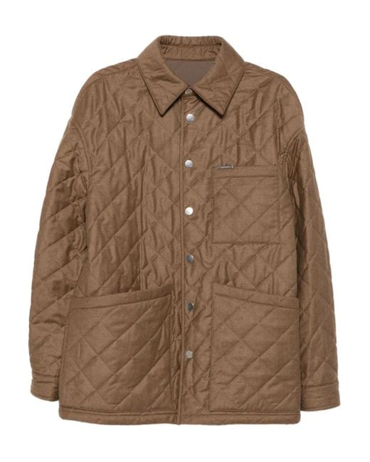 Ferragamo Brown Quilted Diamond-Pattern Jacket for men