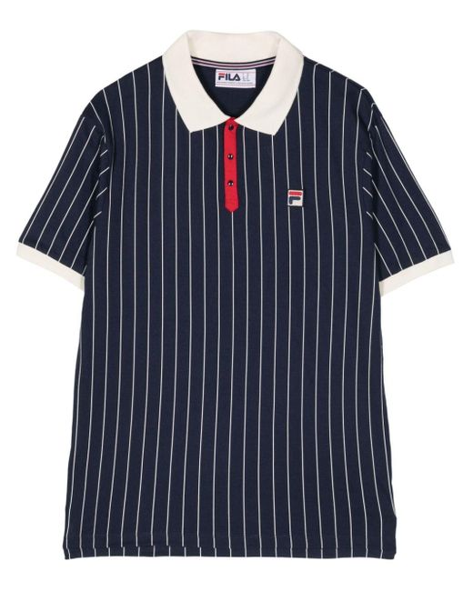 Fila Blue Striped Cotton Polo Shirt for men