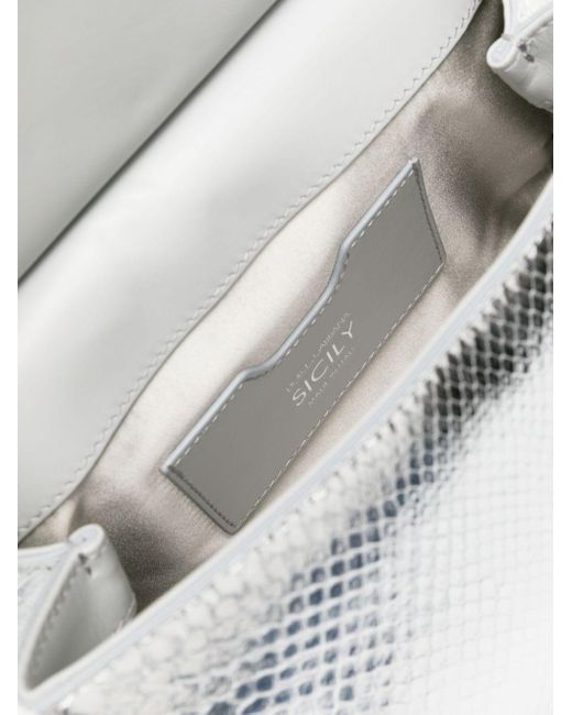 Dolce & Gabbana Sicily Metallic Medium Shopper in het White