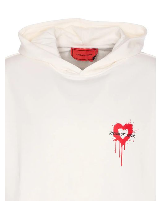 Vision Of Super Hoodie Met Hartprint in het White voor heren