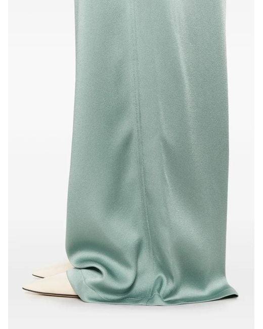 Fabiana Filippi Green Satin Wide-Leg Trousers
