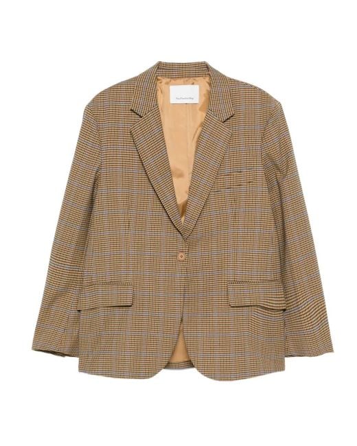 Frankie Shop Brown Lyra Houndstooth Check Blazer