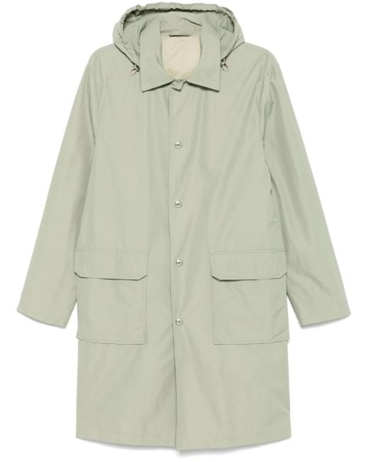 Eleventy Green Hooded Trench Coat for men