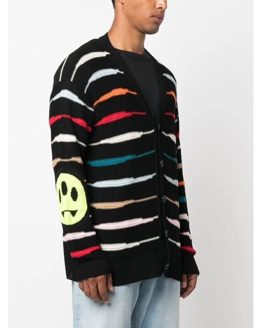 Barrow Black Striped V-Neck Cardigan