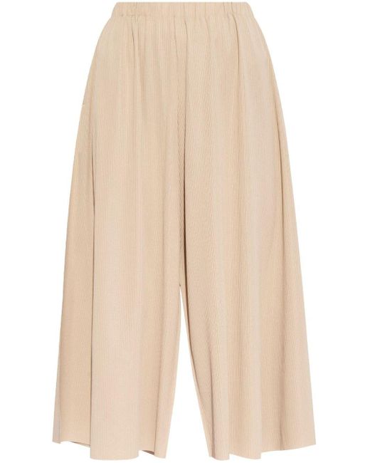 Pleats Please Issey Miyake Natural Plissierte Cropped-Hose