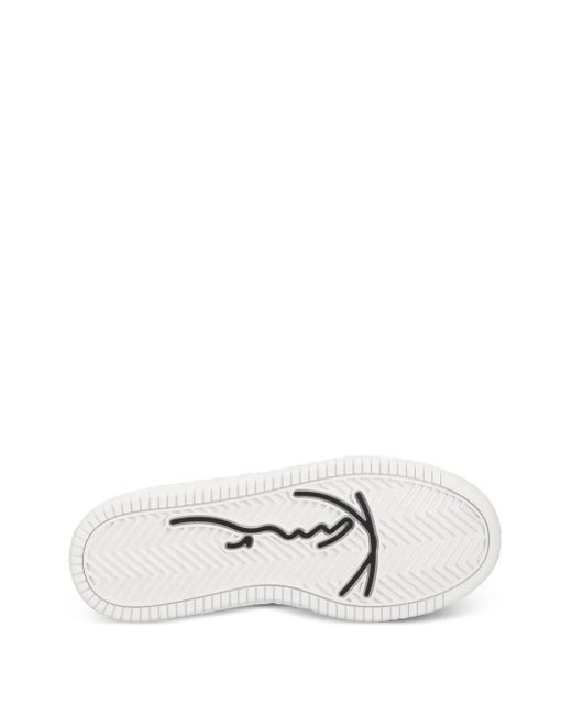 Karlkani White Signature Logo Platform Trainers