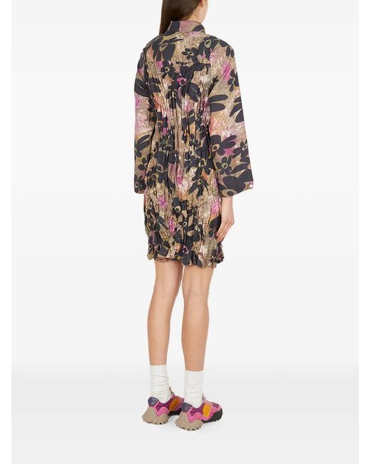 Perks And Mini Brown Floral Ruched Mini Dress