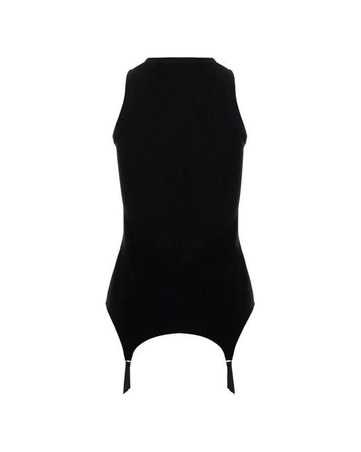 Murmur Black Garter Ribbed Tank Top