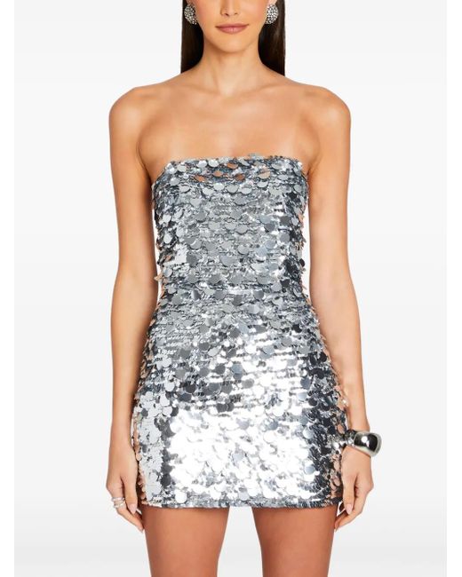 retroféte Blue Nolia Sequin-Embellished Strapless Mini Dress