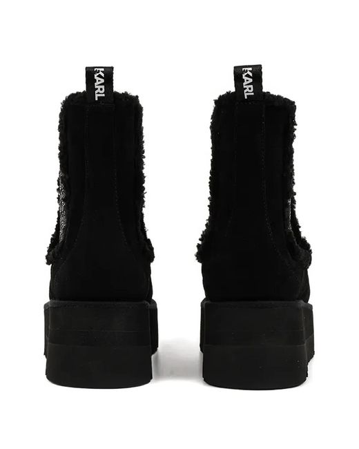Karl Lagerfeld Black Skylar Logo-Detail Platform Ankle Boots