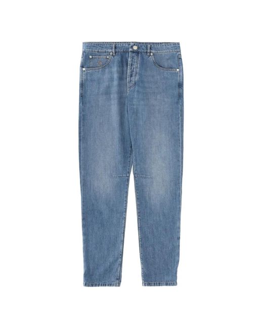 Brunello Cucinelli Blue Lightweight Denim Five-Pocket Trousers for men