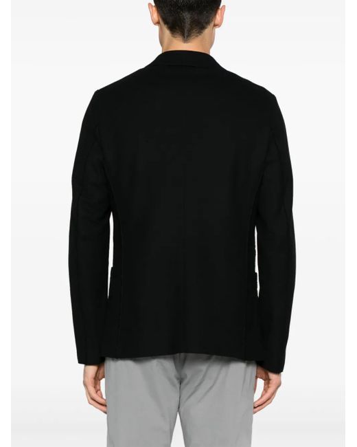 Harris Wharf London Black Notched-Lapels Single-Breasted Blazer for men