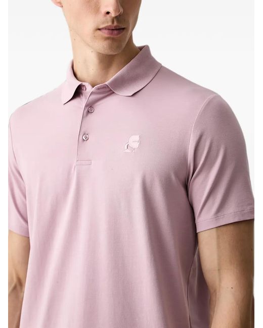 Karl Lagerfeld Pink Logo-Embroidered Polo Shirt for men