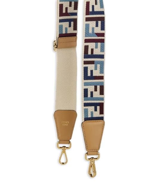 Fendi White Logo-Pattern Shoulder Strap