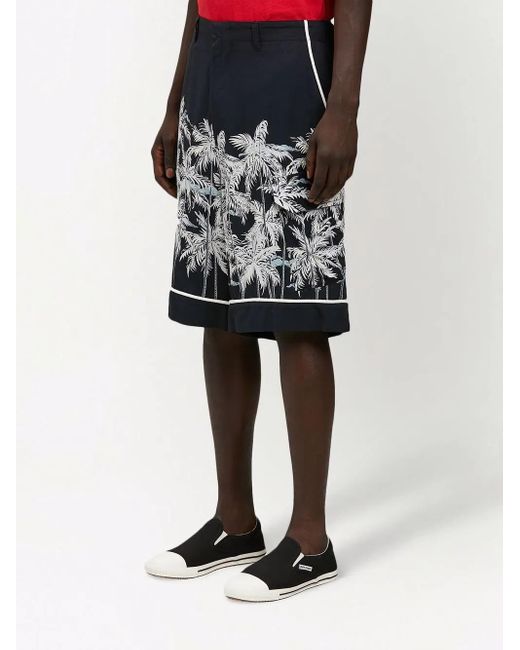 Palm Angels Black Palms-Print Bermuda Shorts for men