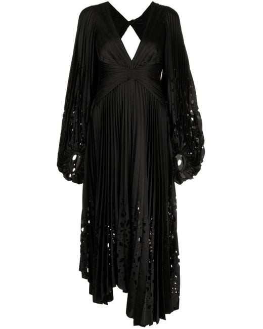Acler Black Barlow Pleated Midi Dress