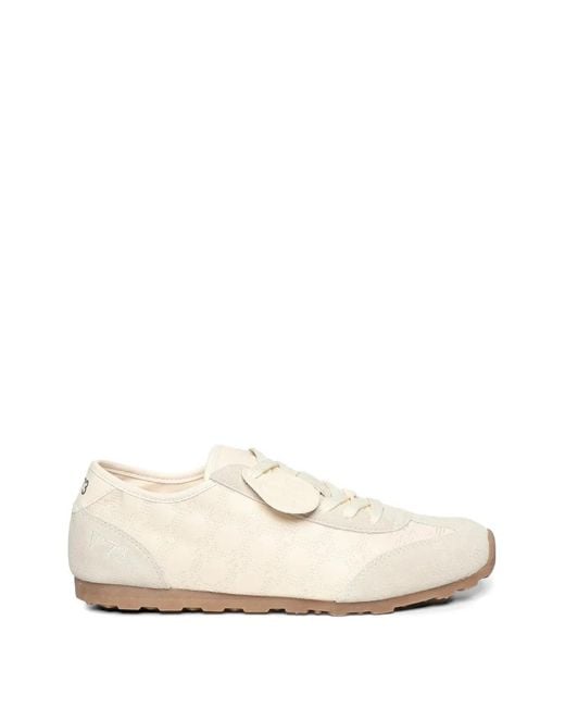 V73 White Foldy Monogram-Print Suede-Panel Sneakers