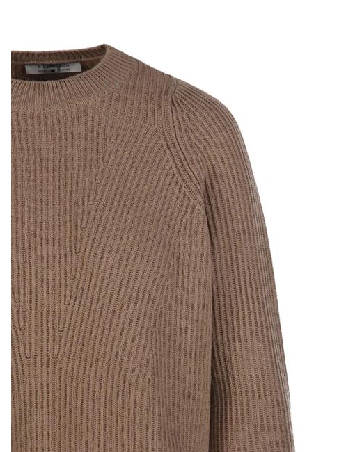 Max Mara Brown Ribbed Knit Sweater
