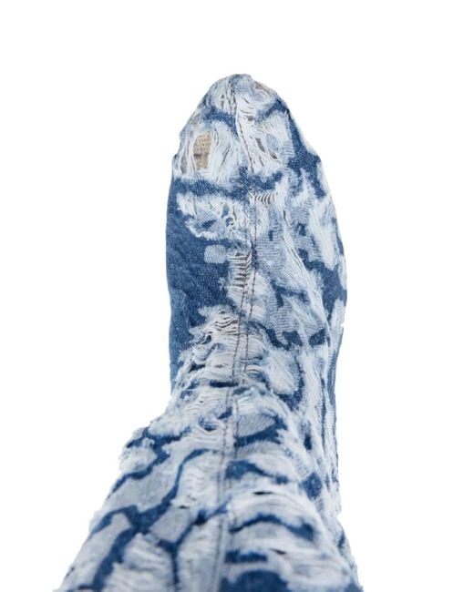 MASHA POPOVA Blue 120Mm Denim Knee-High Boots