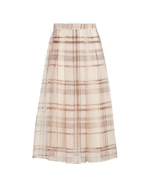 Brunello Cucinelli Natural Silk Organza Pleated Skirt