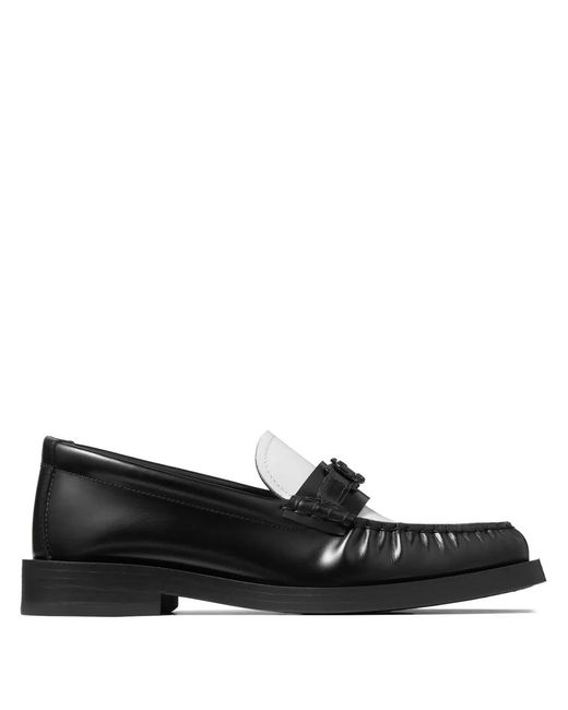 Jimmy Choo Black Addie Logo-Plaque Leather Loafers