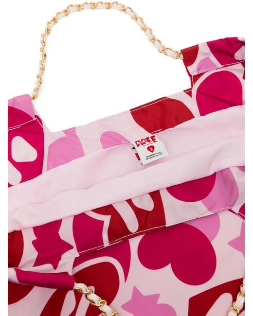 AAPE BY A BATHING AP Pink Printed Tote Bag