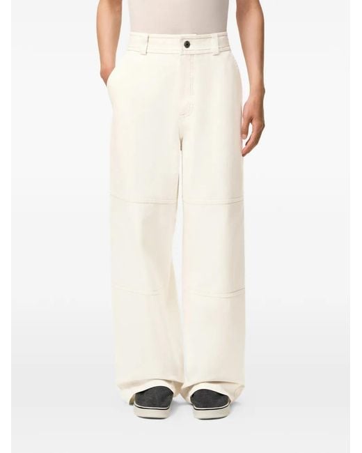 AMI White Cotton Worker Trousers for men