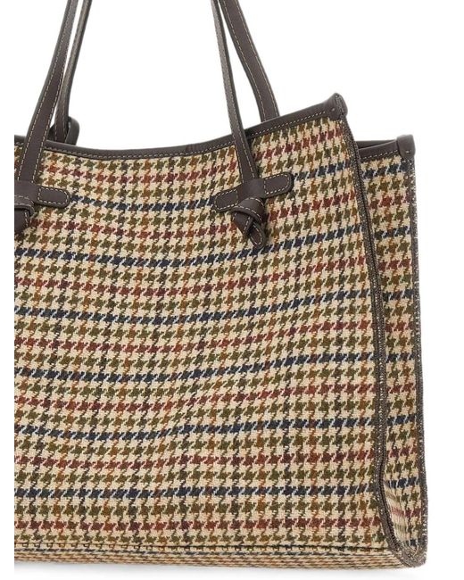 Gianni Chiarini Natural Cabas Miss Marcella À Motif Pied-De-Poule