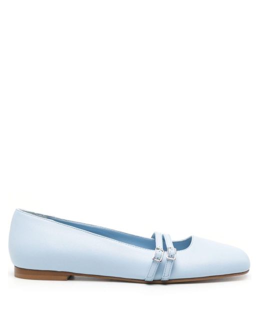 Gia Borghini Felice Leather Ballerina Shoes in het Blue