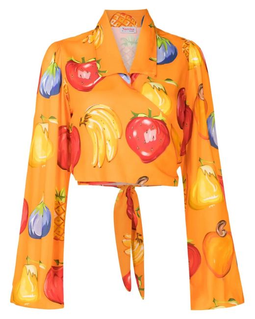 Amir Slama Orange Chemise À Imprimé Graphique
