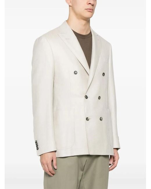 Canali White Double-Breasted Blazer for men
