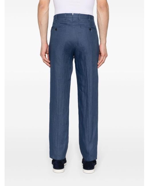 Incotex Blue Mid-rise Tapered Trousers for men