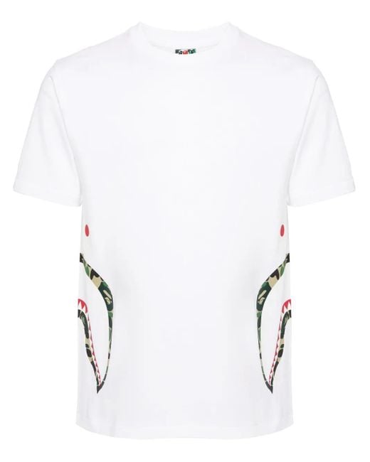 A Bathing Ape White Logo-Print Cotton Crew-Neck T-Shirt for men