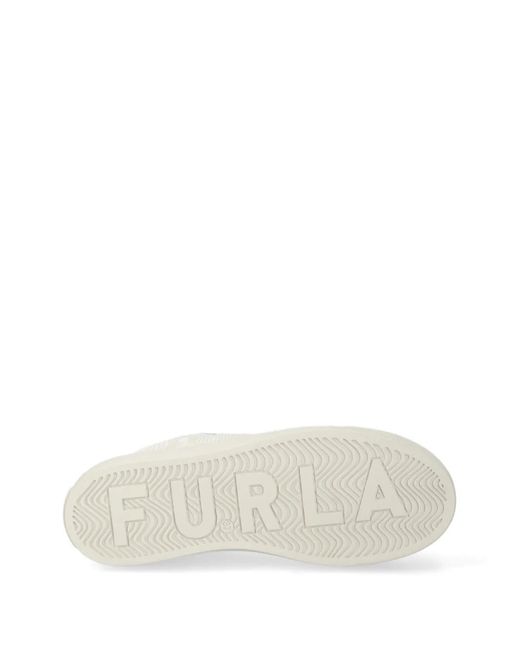 Furla White Monogram-Pattern Flatform Sneakers