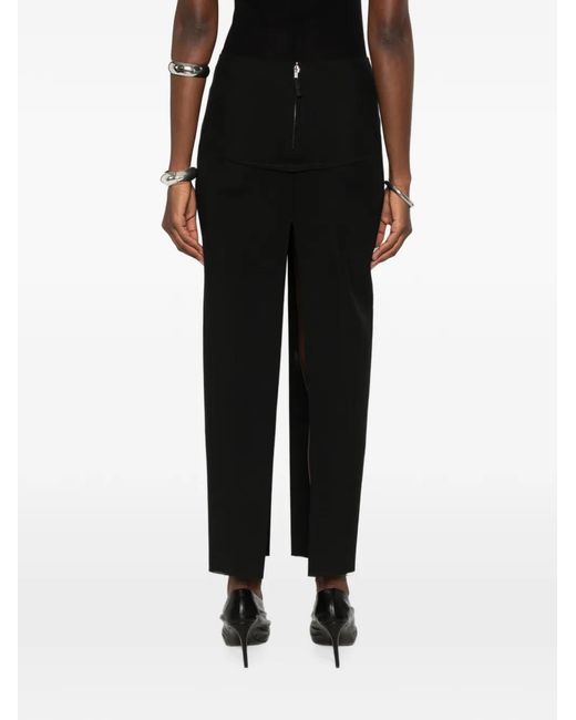 Rick Owens Black Slit-Detail Zip-Fastening Midi Skirt