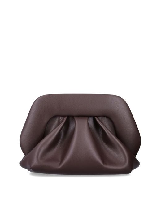 THEMOIRÈ Brown Gea Pleated-Panel Clutch Bag