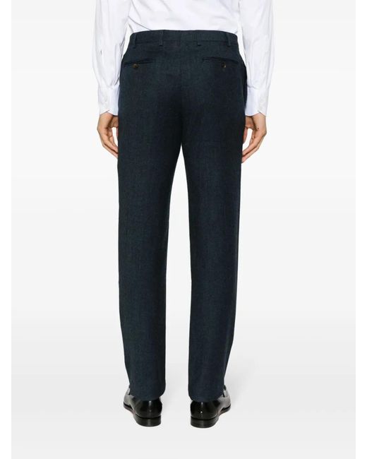 Canali Blue Tailored Wool Trousers for men