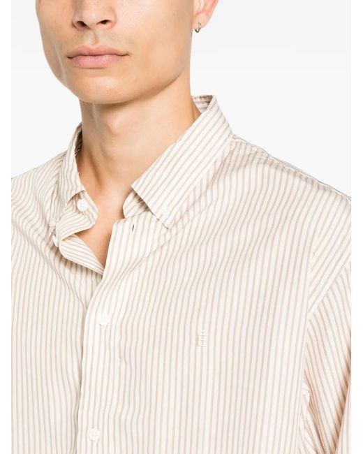 Etudes Studio White Button-Down Striped Shirt for men