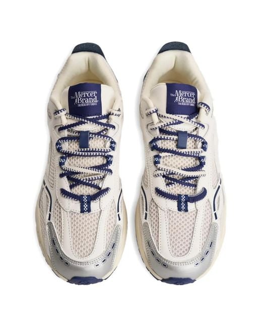The Mercer Brand White The Re-Run Panelled Sneakers for men