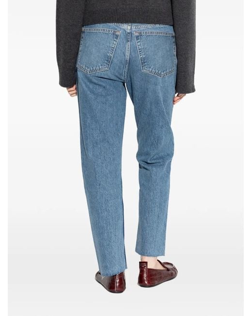 Re/done Blue 70S Stove Pipe Raw-Cut Jeans