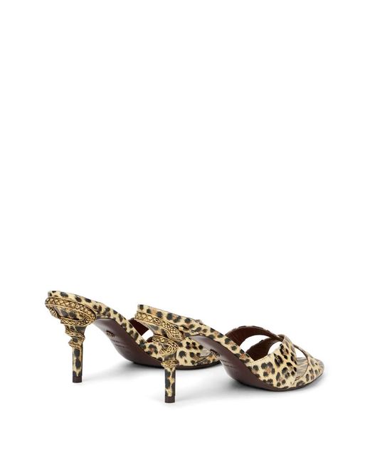 Roberto Cavalli Metallic Leopard-Print Sandals