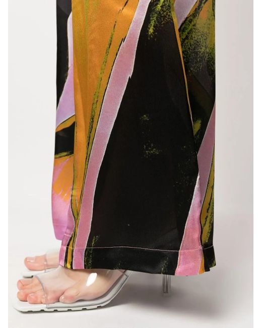 Louisa Ballou Orange Printed Wide Leg Trousers