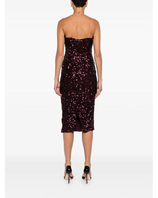Elisabetta Franchi Purple Sequin-Embellished Midi Dress