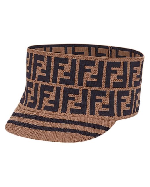 Fendi Brown Knit Logo Wide Band Cap