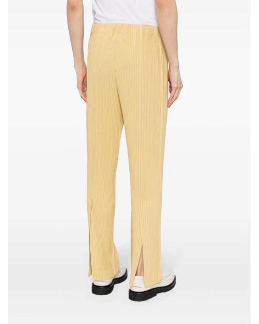 Pantaloni Sartoriali Con Pieghe di Homme Plissé Issey Miyake in Yellow da Uomo