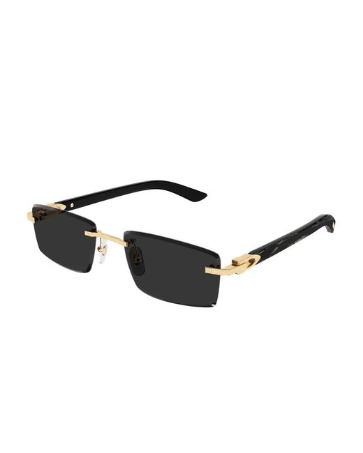 Cartier Black Rectangle-Frame Sunglasses