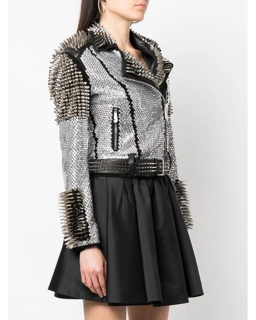 Philipp Plein Black Crystal Studded Jacket