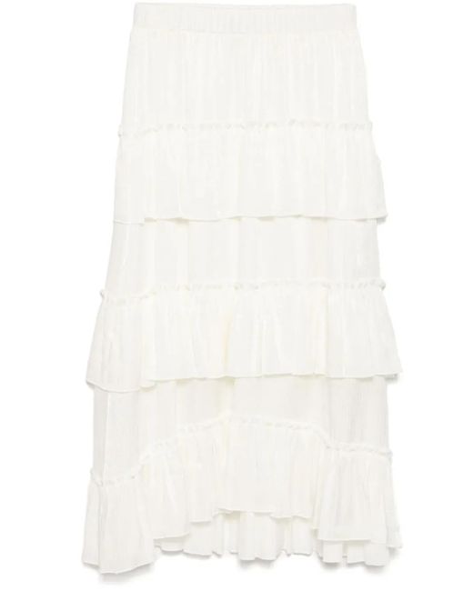 Gonna Midi Con Ruches di B+ AB in White
